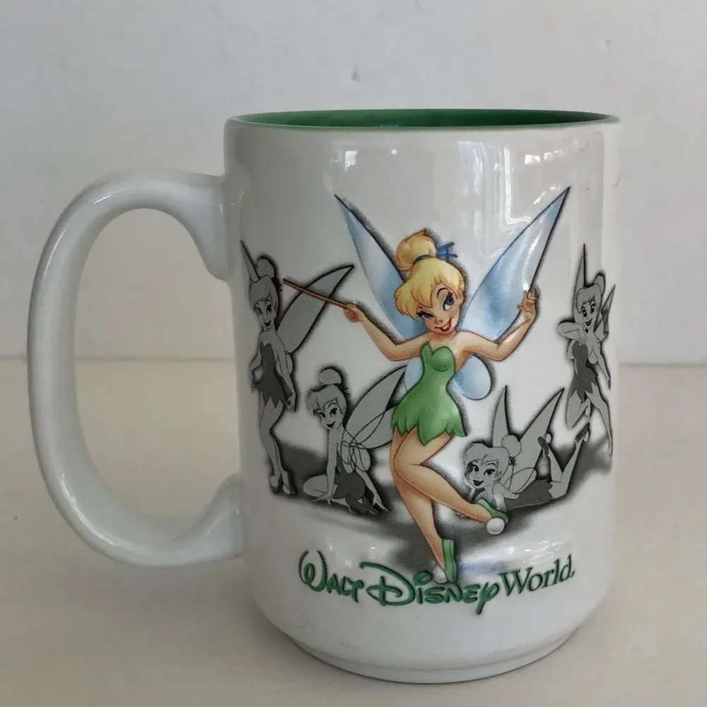 MUG COFFE CUP AUTHENTIC DISNEY PARKS THINKERBELL  3D RAISED 4.5